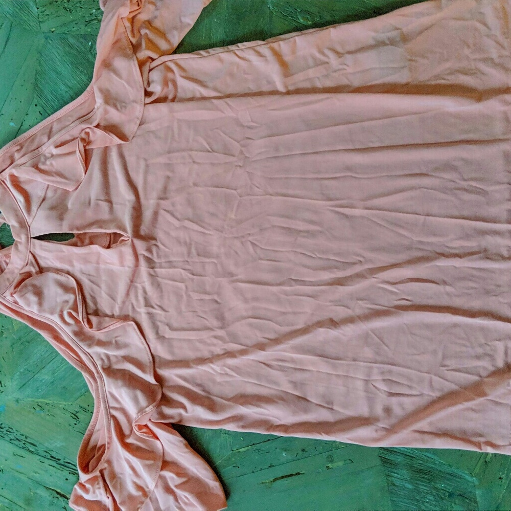 Pink ruffle cold shoulder top